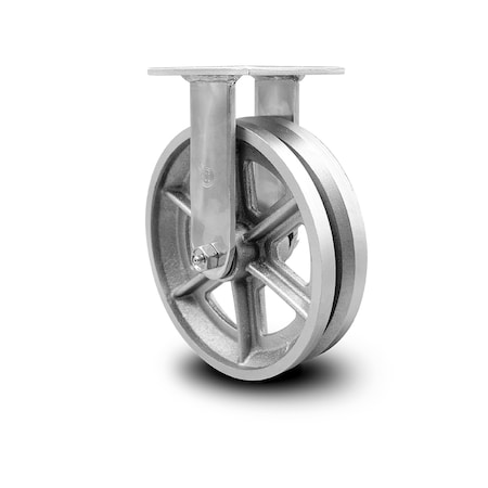 Service Caster 8 Inch V Groove Semi Steel Wheel Rigid Caster with Ball Bearing SCC-30R820-VGB